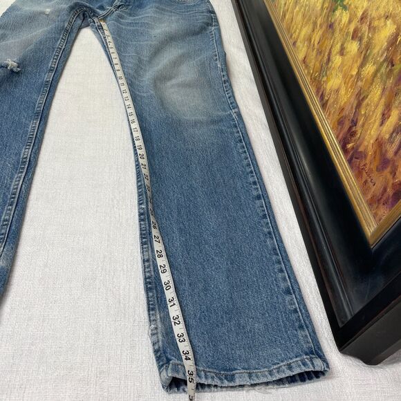 Vintage Wrangler Jeans Mens 32x35 Light Wash Distressed Vintage Wrangler Jeans - Picture 14 of 16